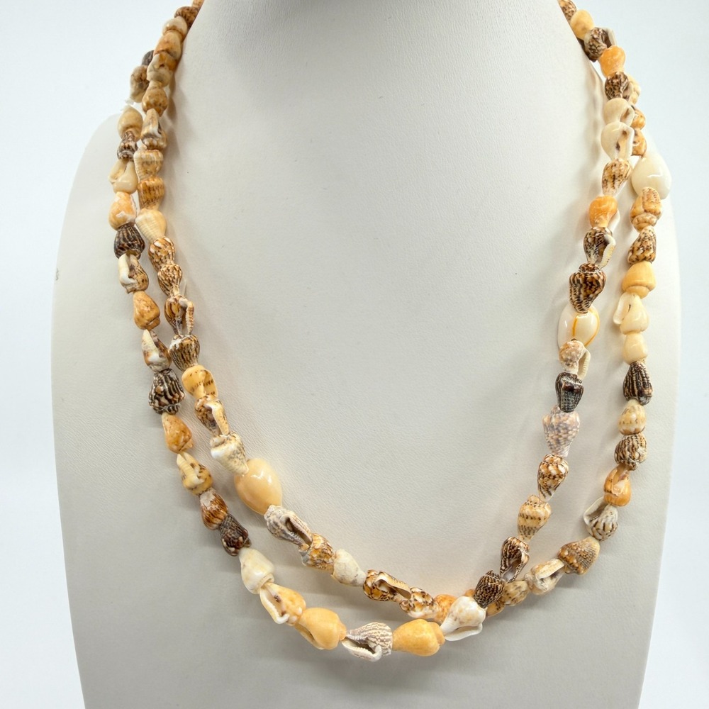 Natural Double-Standard Sea Shell Beaded Necklace Layering‎ Boho Beach Jewelry